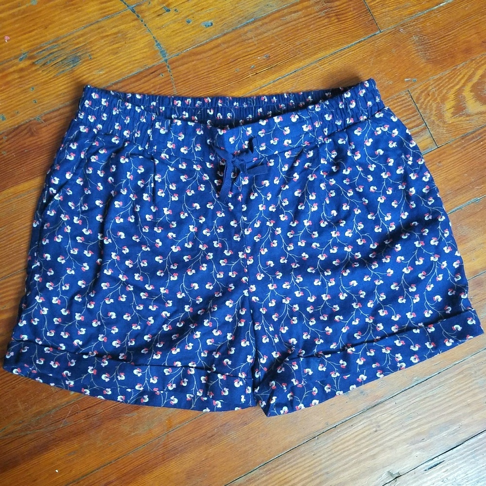 Navy Blue Flower Pattern Shorts NWOT